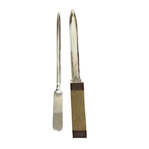 Vintage Italian Silver-Plated Letter Opener & Knife Set With Leather Case
